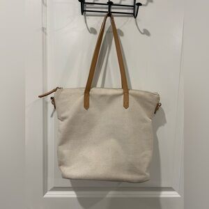 Elegant Cream and Tan Tote Bag